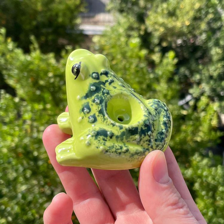 Frog Pipe Cute Ceramic Smoking Froggy Pipe by Cosmos Art Ceramics
